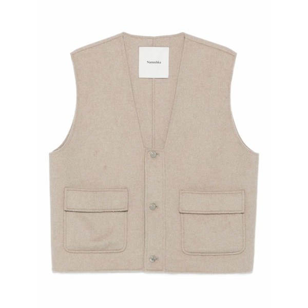ナヌーシュカ メンズ ジャケット＆ブルゾン アウター Flap-pockets cropped gilet Neutrals｜asty