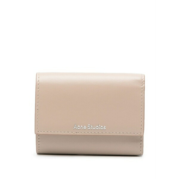 アクネ ストゥディオズ メンズ 札入れ 佩び物 Logo-lettering leather wallet Neutrals