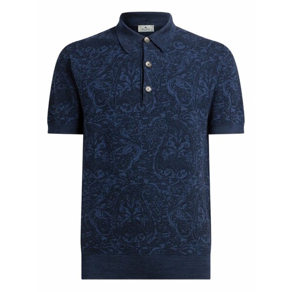 エトロ メンズ スポーツシャツ トップス Paisley-pattern polo shirt Blue