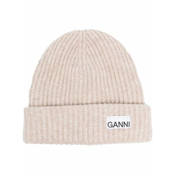 ガニー レディース かぶり笠 佩び物 Ribbed-knit beanie hat Neutrals