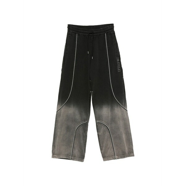 象牙色 メンズ 心地よいズボン下 ボトムス Faded piped trousers Black