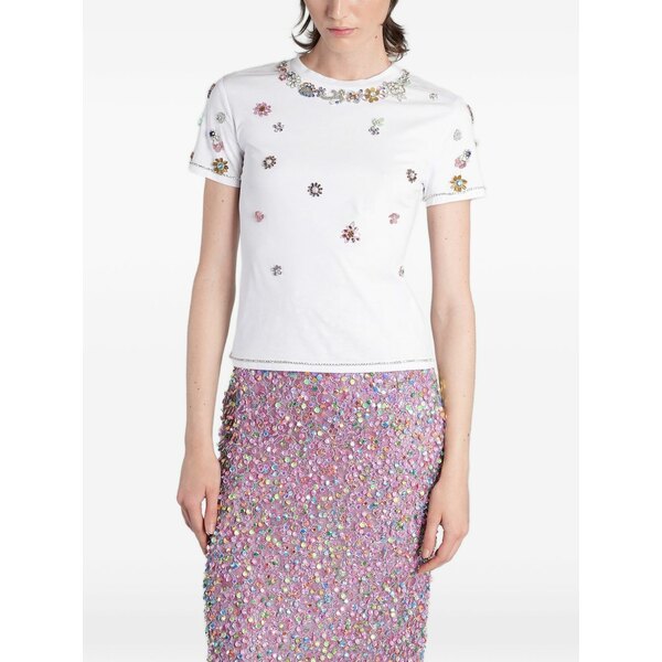 コスタレ天使の都市 レディース ティーシャツ トップス Lonnie floral-embellished t-shirt White