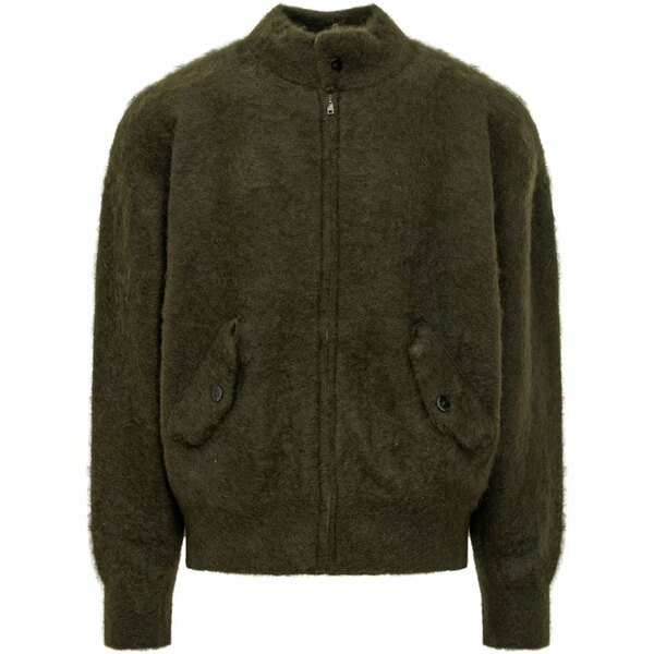 ラネウス メンズ ジレー アウター Brushed-effect cardigan Green