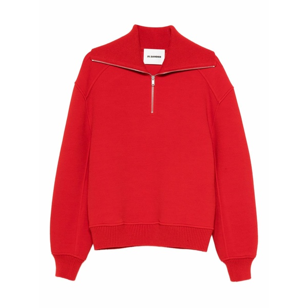 ジル・サンダー レディース 編み物\u0026スウェーター アウター Half-zip sweater Red
