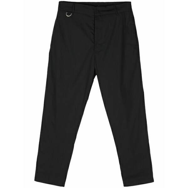 ロウブランド メンズ 心地よいズボン下 ボトムス Mid-rise tapered-leg trousers Black