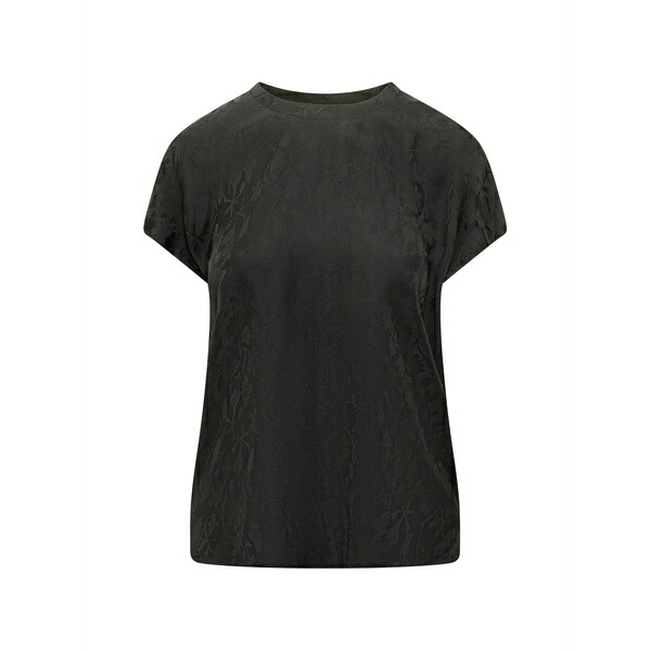 ピンコ レディース プルオーバー トップス Floral-jacquard short-sleeve blouse Black
