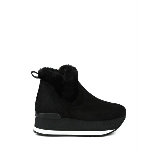 ホー鵞鳥 レディース ブーツ シューズ Faux-fur platform boots Black