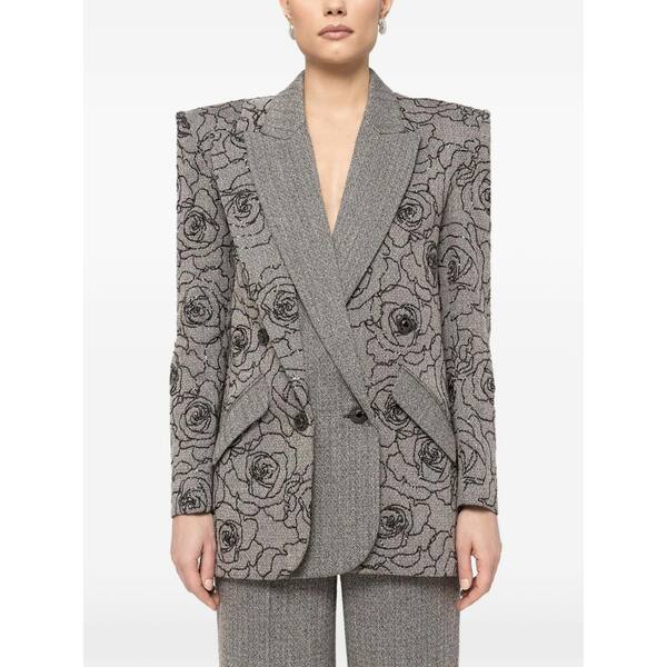 ニッサ レディース 上衣＆上衣 アウター Sequin-embellished double-breasted blazer Grey