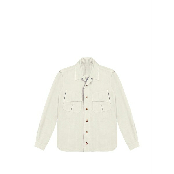 フォルテラ メンズ シャツ トップス Meckongt flap-pocket shirt Neutrals｜asty