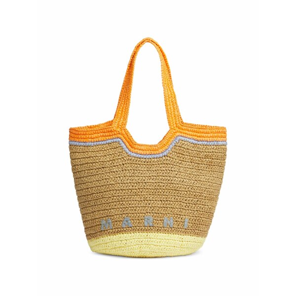 マルニ レディース ショルダーバッグ 御徒面子 Raffia logo shoulder bag Brown