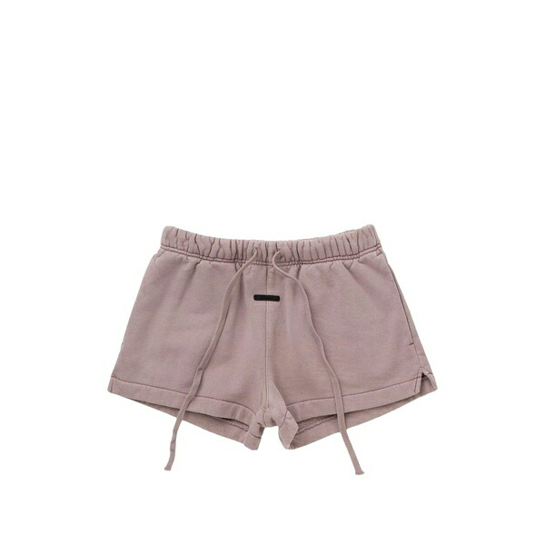 フィアオブゴッド レディース 心地よいズボン下 ボトムス Essentials drawstring-waist logo-patch cotton mini shorts Purple