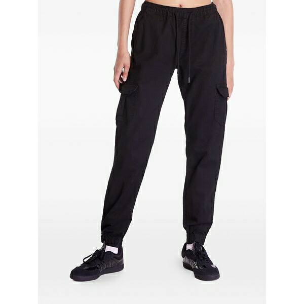 アーバン クラシックス レディース 心地よいズボン下 ボトムス Drawstring-waist cargo-pockets cotton track pants Black