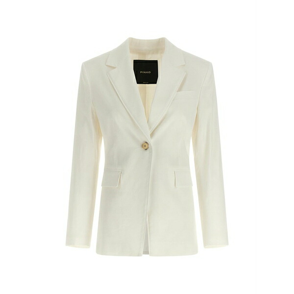 ピンコ レディース ジャケット＆ブルゾン アウター Effie buttoned single-breasted blazer White｜asty