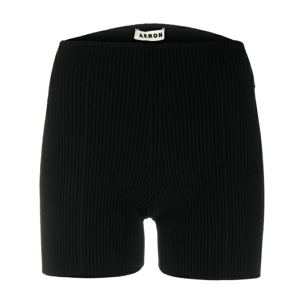 エーロン レディース 心地よいズボン下 ボトムス Ribbed-knit mini shorts Black