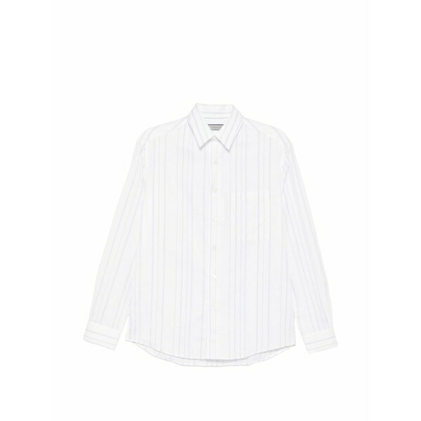 カナーリ メンズ ティーシャツ トップス Striped chest-pocket shirt White