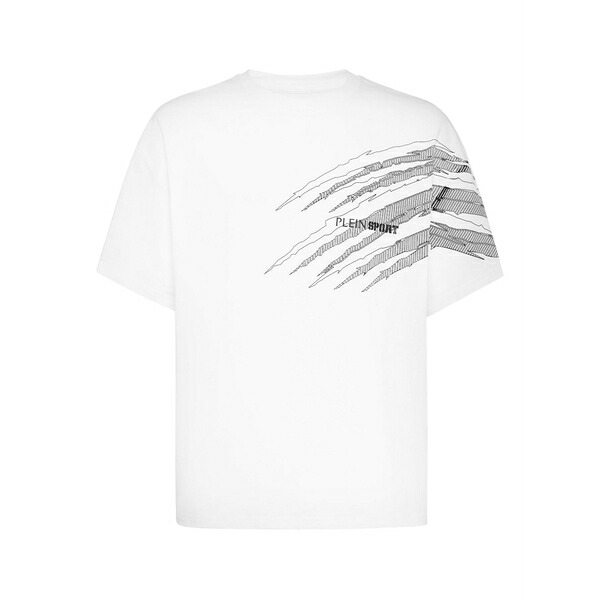 飾り気の無い運動競技 メンズ プルオーバー トップス Scratch-print t-shirt White