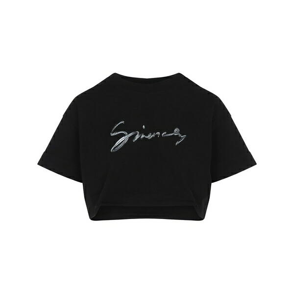 ジバンシー レディース プルオーバー トップス Logo-print cropped t-shirt  Black