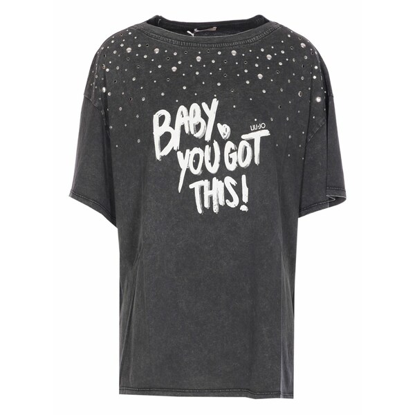リュージョー レディース プルオーバー トップス Embellished printed t-shirt Grey