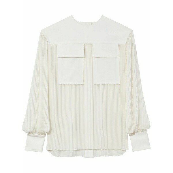 プロエンザショラー レディース ティーシャツ トップス Sheer pleated blouse White