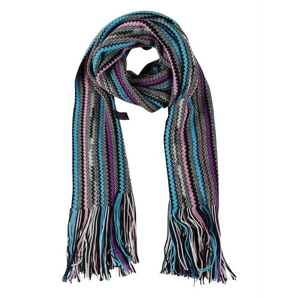 ミッソーニ レディース 消音装置・袈裟・えり巻き 添え物 Zig zag fringed scarf Black