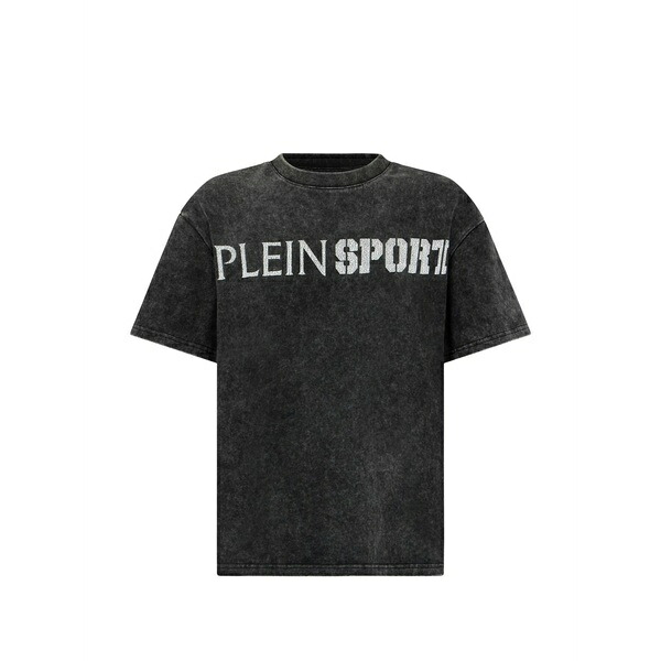 飾り気の無い運動競技 メンズ ティーシャツ トップス Washed round-neck t-shirt Black