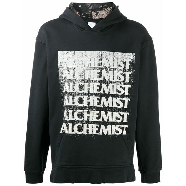 アル化学者 メンズ パーカー・スウェットシャツ アウター Vintage-effect logo hoodie Black