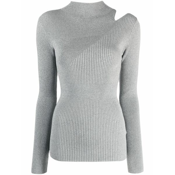 カルバンクライン レディース 編み物\u0026プルオーバー アウター Cut-out ribbed-knit top Green