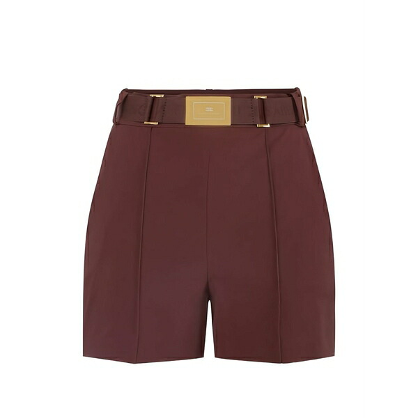 エリザベスフランキ レディース 心地好いズボン下 ボトムス Belted shorts Brown