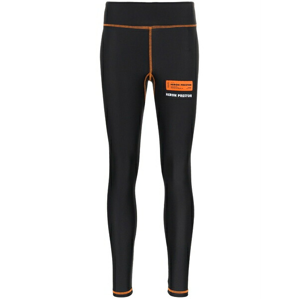 戸呂 プレストン レディース レギンス ボトムス High waist contrast stitch leggings Black