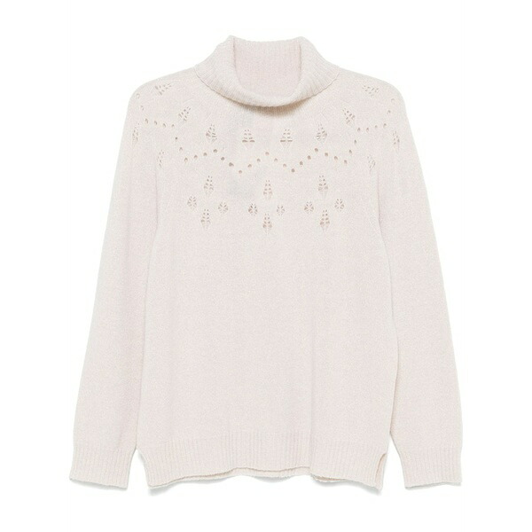 ツイン書き割り レディース 編み物\u0026プルオーバー アウター Roll-neck lurex jumper White