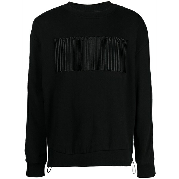 ミストリーハードレアリシーン メンズ パーカー・スウェットシャツ アウター Logo-embroidered hybrid sweatshirt Black