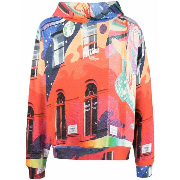 エムエスエフティーエスレップ メンズ パーカー・スウェットシャツ アウター Graphic-print cotton hoodie Blue