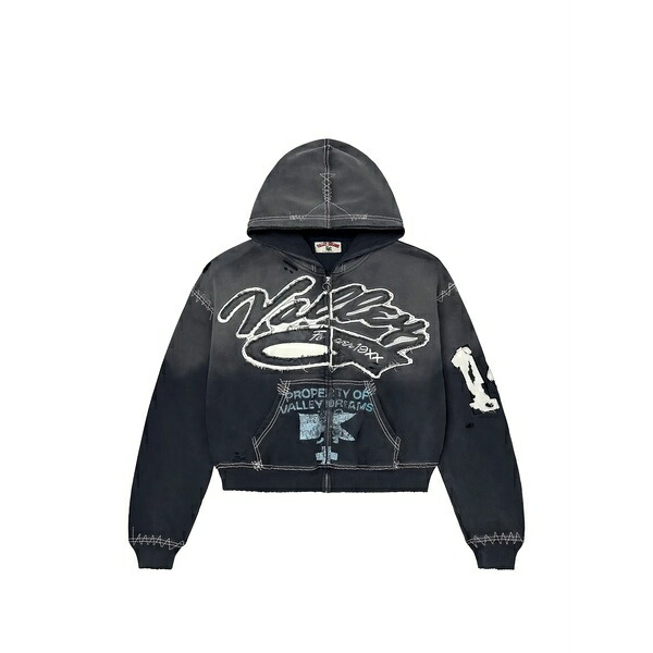 頭を覆う物 メンズ パーカー・スウェットシャツ アウター Logo-patch zip-up hoodie Black