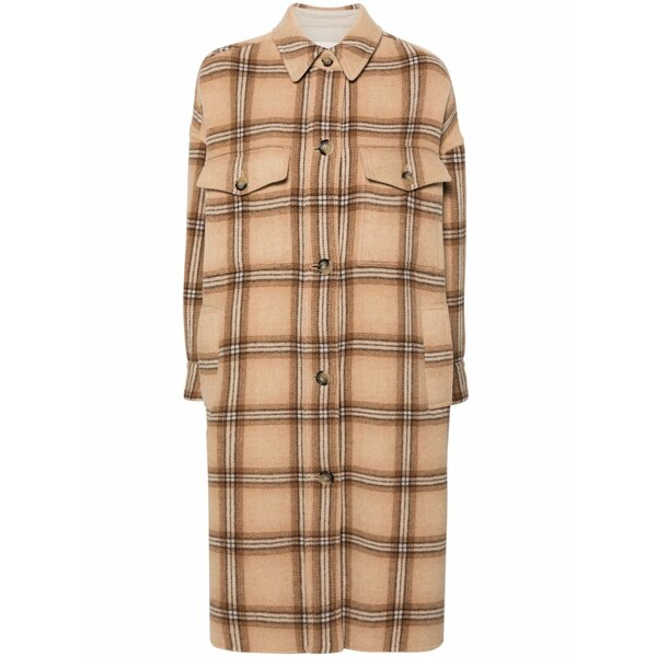 イザ呼びりん マラン レディース 厚地の外套 アウター Fontizia checked MIDI coat Neutrals