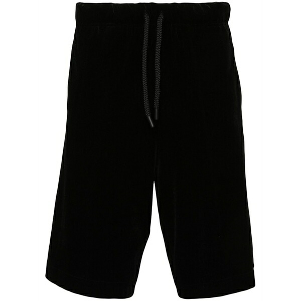 呼びりん探し回る メンズ 心地好いズボン下 ボトムス Logo-patch velvet shorts  Black