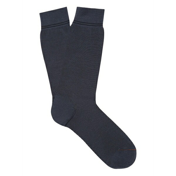 ゼニア メンズ ソックス アンダー御召しもの Ribbed ankle socks Grey