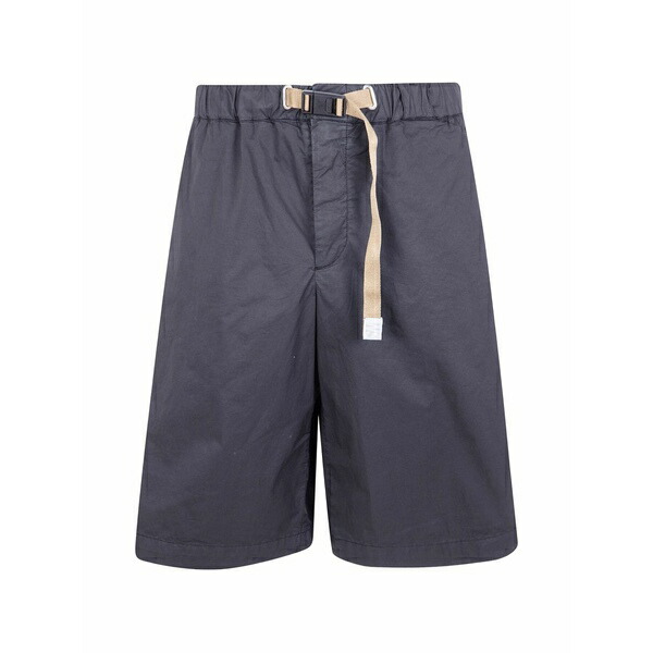 白いこと沙子 メンズ 心地よいズボン下 ボトムス Belted-waist cotton shorts  Black