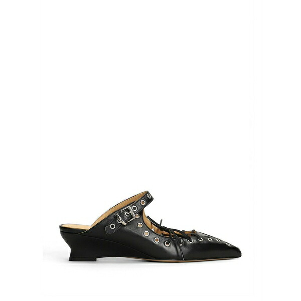 アルキミア レディース サンダル シューズ Eyelet-embellished lace-up mules Black｜asty