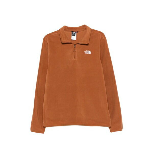 北の方人間の顔 メンズ パーカー・スウェットシャツ アウター Quarter-zip long-sleeve sweatshirt Brown