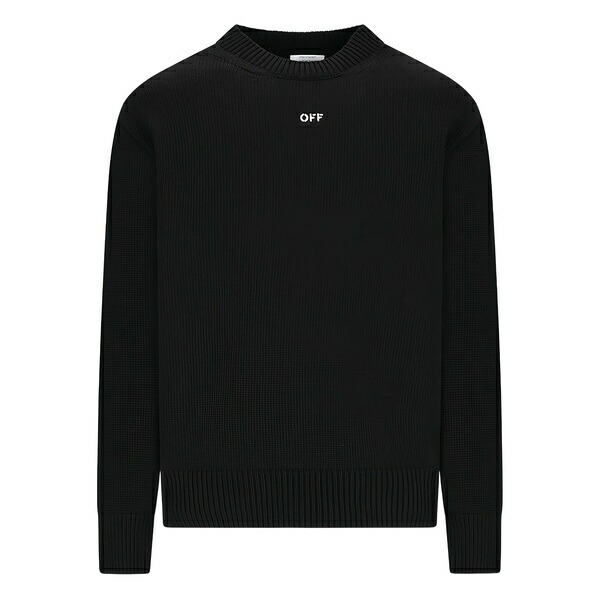 象牙色 メンズ 編み物\u0026プルオーバー アウター Crewneck sweater Black