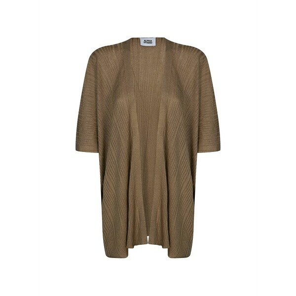 アルファス テューディオ レディース ジレー アウター Ribbed cardigan Brown