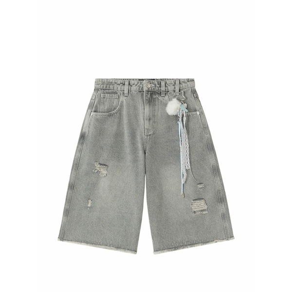ミニ皮膚軟化剤 レディース 心地好いズボン下 ボトムス Distressed shorts Grey