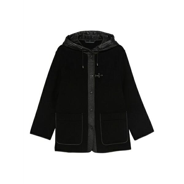 フェイ レディース 厚地の外套 アウター Hooded toggle-fastening coat Black