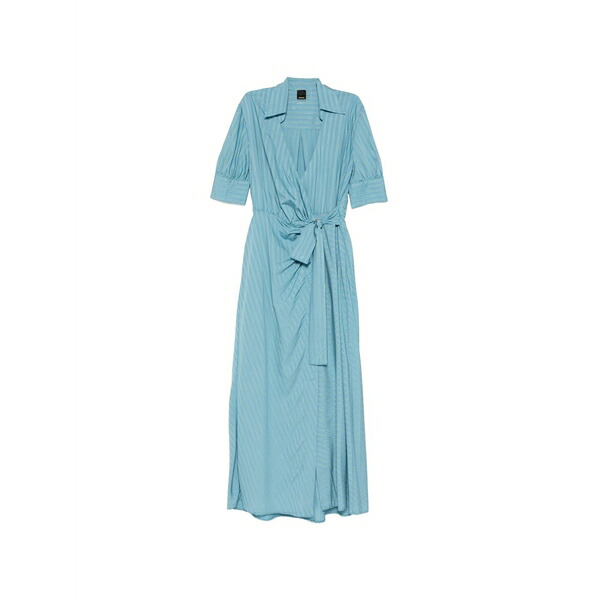 ピンコ レディース 衣装 トップス Striped tie-waist maxi shirt dress Blue