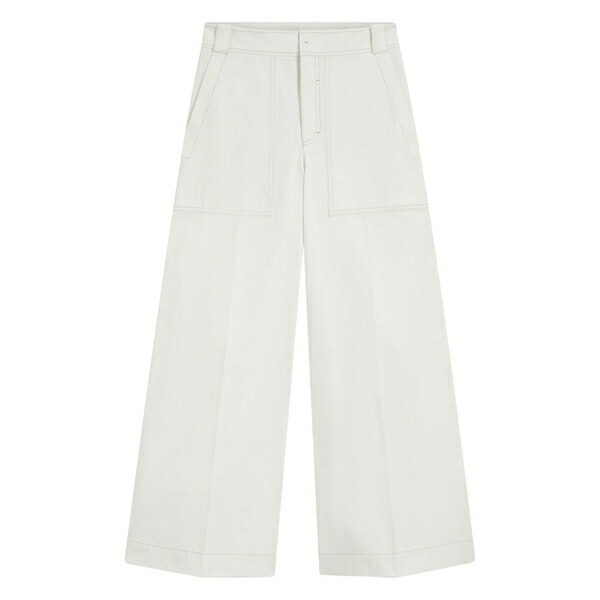 元締め レディース 心地好いズボン下 ボトムス Pocket-detailed trousers White