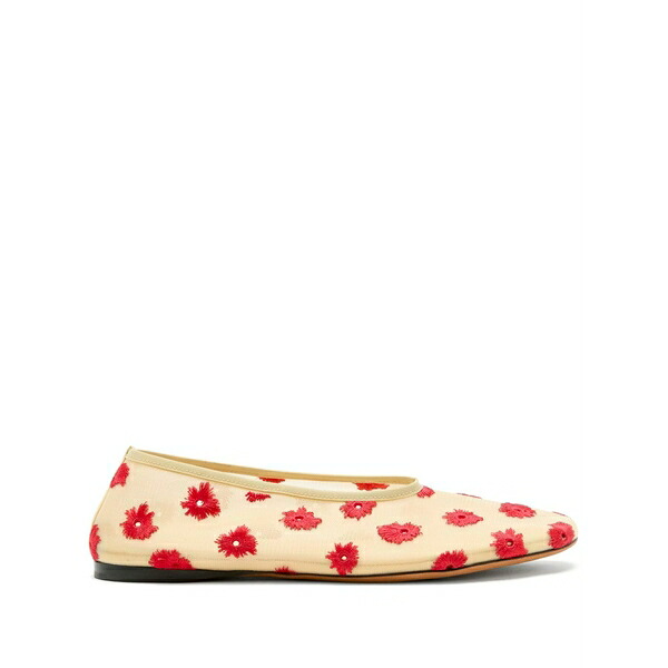 プロエンザショラー レディース サンダル シューズ Tee floral-embroidered ballet flats Neutrals