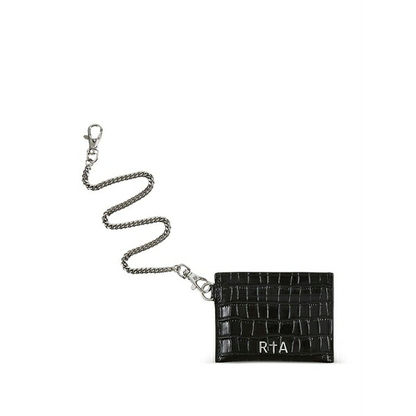アールティーエー メンズ 札入れ 佩び物 Dominic crocodile-effect leather wallet chain Black