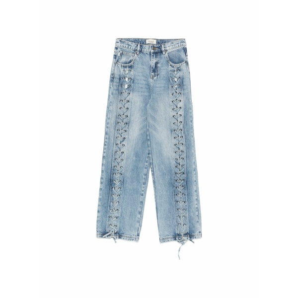 ヴィコロ レディース ジーンズズボン下 ボトムス Lace-up buttoned jeans Blue