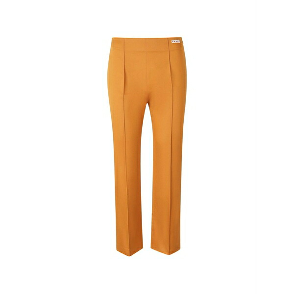 マルニ レディース 心地よいズボン下 ボトムス Logo-patch pressed-crease trousers Orange