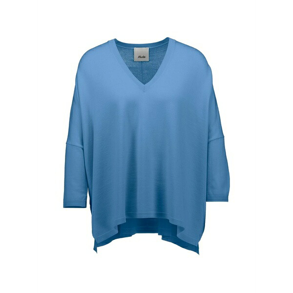 アリュード レディース 編み物\u0026ティーシャツ アウター V-neck knitted sweater Blue